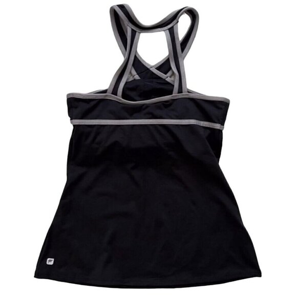 NWT Fabletics Chicago Top Tank Black Fog/Gray Womens Small Halter Built in Bra - Picture 4 of 9